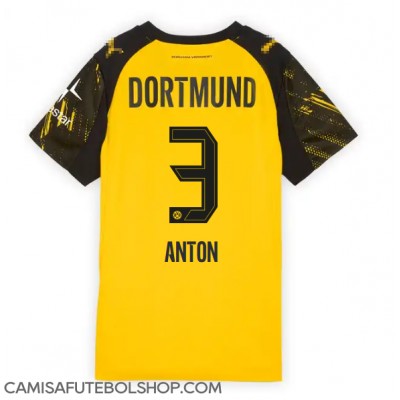 Camisa de time de futebol Borussia Dortmund Waldemar Anton #3 Replicas 1º Equipamento Feminina 2025-26 Manga Curta Camisa de time de futebol Borussia Dortmund Waldemar Anton #3 Replicas 1º Equipamento Feminina 2025-26 Manga Curta